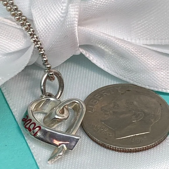 Tiffany & Co. Paloma Picasso Red Enamel Love Heart Necklace Sterling Silver 16” - Picture 6 of 8
